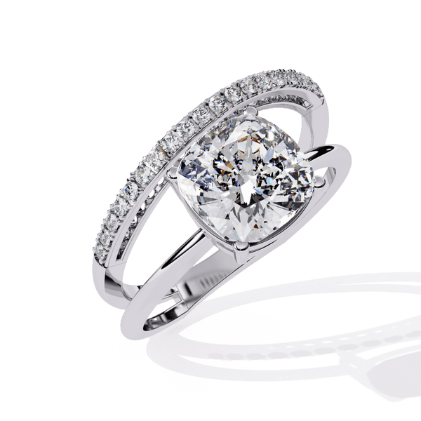 Reverra 14K Gold Cushion & Round Lab Grown Diamond Classic Solitaire Engagement Ring for Women, CTTW-2.41 - Reverra Jewels Inc.
