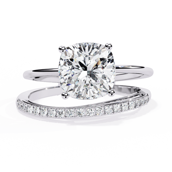 Reverra 14K Gold Cushion & Round Lab Grown Diamond Classic Solitaire Engagement Ring for Women, CTTW-2.41 - Reverra Jewels Inc.