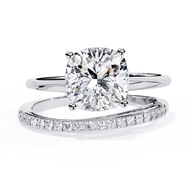 Reverra 14K Gold Cushion & Round Lab Grown Diamond Classic Solitaire Engagement Ring for Women, CTTW-2.41 - Reverra Jewels Inc.