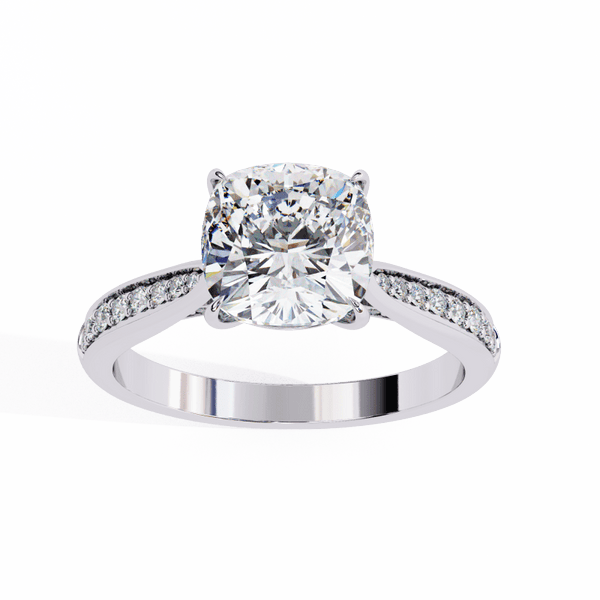 Reverra 14K Gold Cushion & Round Lab Grown Diamond Engagement Ring for Women, CTTW-1.96 - Reverra Jewels Inc.