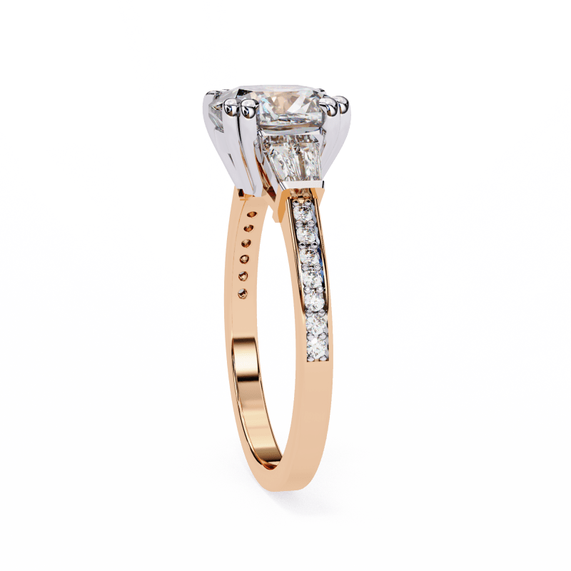 Reverra 14K Gold Cushion & Round Lab Grown Diamond Engagement Ring for Women, CTTW-2.98 - Reverra Jewels Inc.