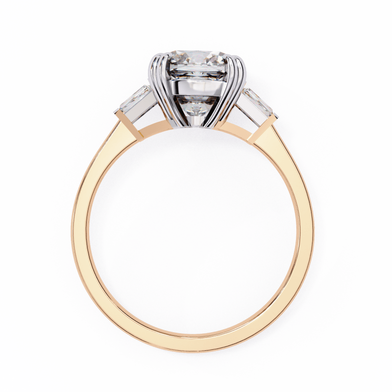 Reverra 14K Gold Cushion & Round Lab Grown Diamond Engagement Ring for Women, CTTW-2.98 - Reverra Jewels Inc.