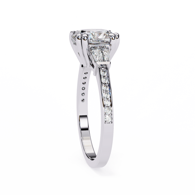 Reverra 14K Gold Cushion & Round Lab Grown Diamond Engagement Ring for Women, CTTW-2.98 - Reverra Jewels Inc.