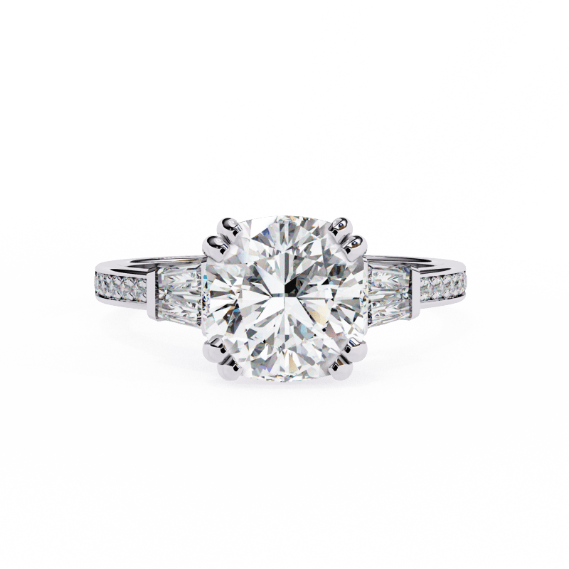 Reverra 14K Gold Cushion & Round Lab Grown Diamond Engagement Ring for Women, CTTW-2.98 - Reverra Jewels Inc.