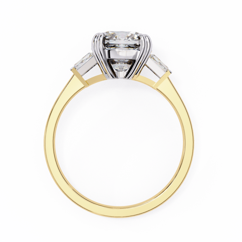 Reverra 14K Gold Cushion & Round Lab Grown Diamond Engagement Ring for Women, CTTW-2.98 - Reverra Jewels Inc.