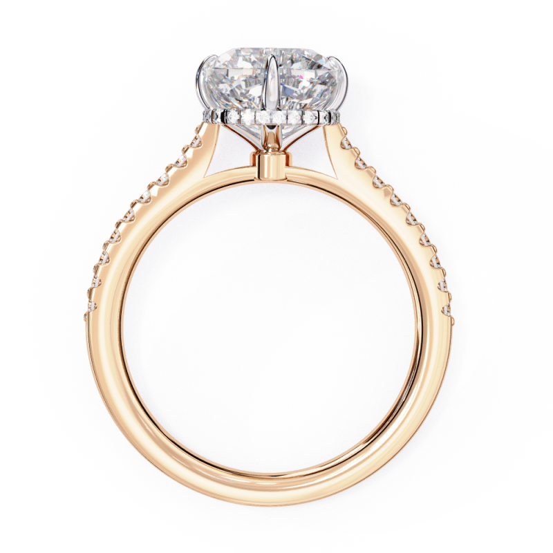 Reverra 14K Gold Cushion & Round Lab Grown Diamond Hidden Halo Engagement Ring for Women, CTTW-3.4 - Reverra Jewels Inc.