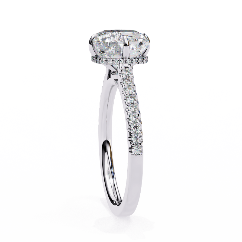 Reverra 14K Gold Cushion & Round Lab Grown Diamond Hidden Halo Engagement Ring for Women, CTTW-3.4 - Reverra Jewels Inc.