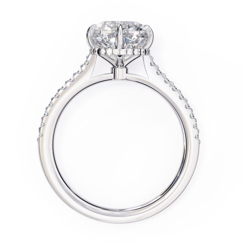 Reverra 14K Gold Cushion & Round Lab Grown Diamond Hidden Halo Engagement Ring for Women, CTTW-3.4 - Reverra Jewels Inc.