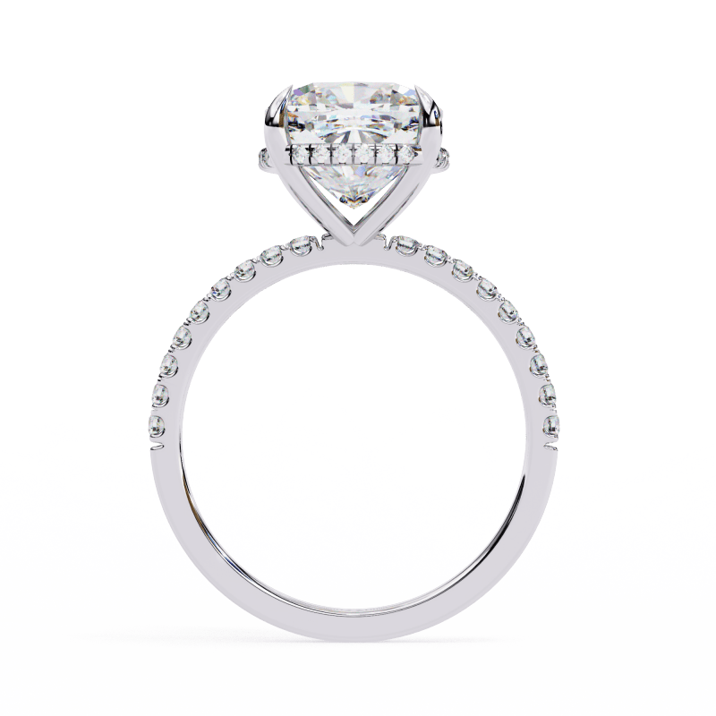 Reverra 14K Gold Cushion & Round Lab Grown Diamond Hidden Halo Engagement Ring for Women, CTTW-3.53 - Reverra Jewels Inc.