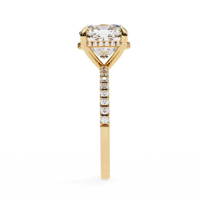 Reverra 14K Gold Cushion & Round Lab Grown Diamond Hidden Halo Engagement Ring for Women, CTTW-3.53 - Reverra Jewels Inc.