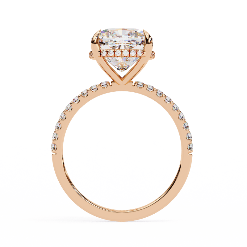 Reverra 14K Gold Cushion & Round Lab Grown Diamond Hidden Halo Engagement Ring for Women, CTTW-3.53 - Reverra Jewels Inc.