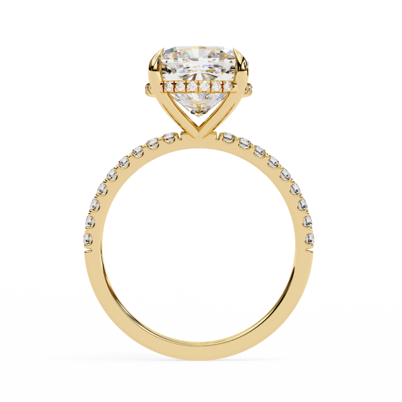 Reverra 14K Gold Cushion & Round Lab Grown Diamond Hidden Halo Engagement Ring for Women, CTTW-3.53 - Reverra Jewels Inc.