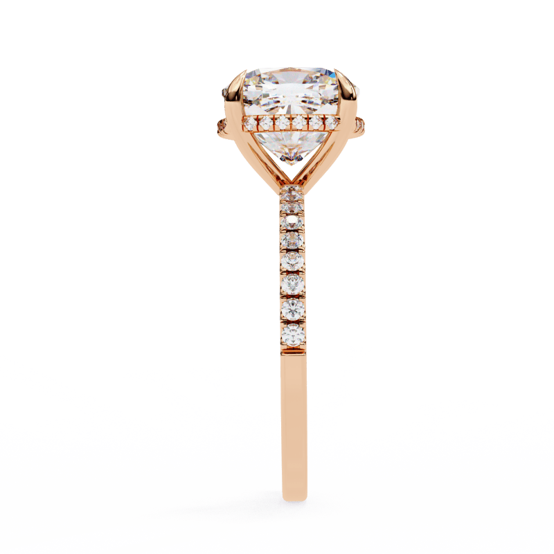 Reverra 14K Gold Cushion & Round Lab Grown Diamond Hidden Halo Engagement Ring for Women, CTTW-3.53 - Reverra Jewels Inc.