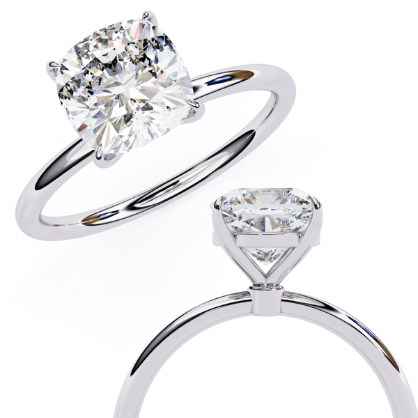 Reverra 14K Gold Cushion & Round Lab Grown Diamond Solitaire Engagement Ring for Women, CTTW-2.65 - Reverra Jewels Inc.