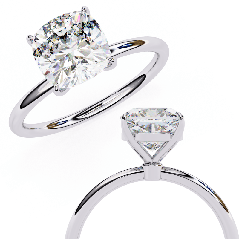Reverra 14K Gold Cushion & Round Lab Grown Diamond Solitaire Engagement Ring for Women, CTTW-2.65 - Reverra Jewels Inc.