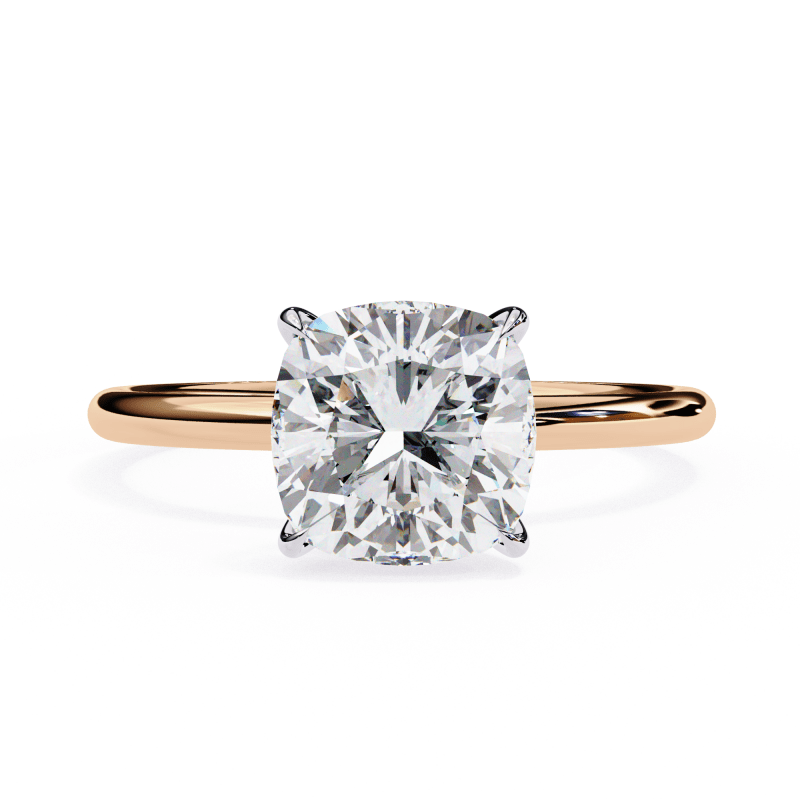 Reverra 14K Gold Cushion & Round Lab Grown Diamond Solitaire Engagement Ring for Women, CTTW-2.65 - Reverra Jewels Inc.