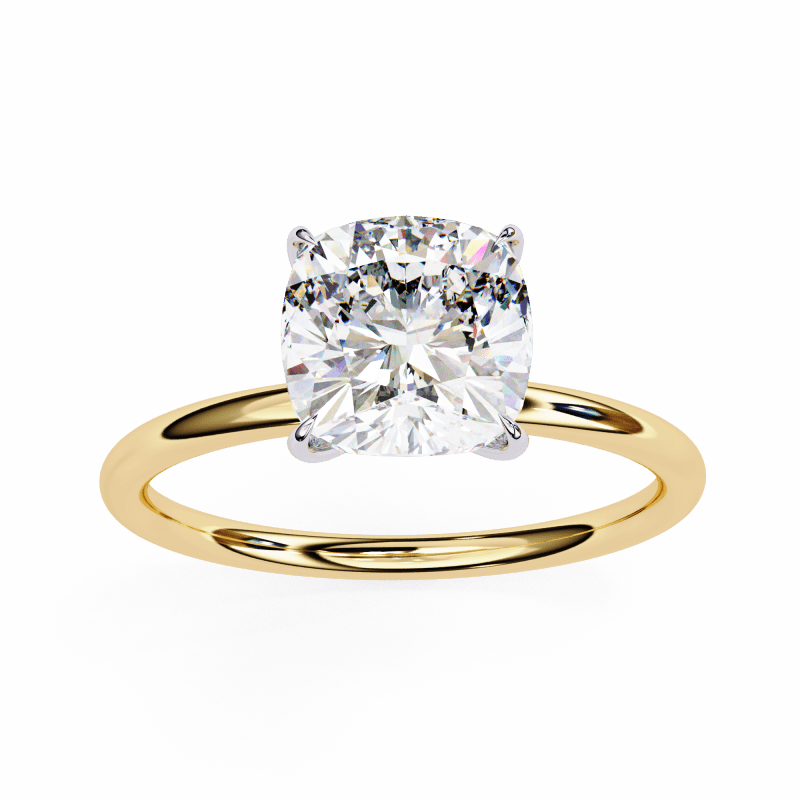 Reverra 14K Gold Cushion & Round Lab Grown Diamond Solitaire Engagement Ring for Women, CTTW-2.65 - Reverra Jewels Inc.