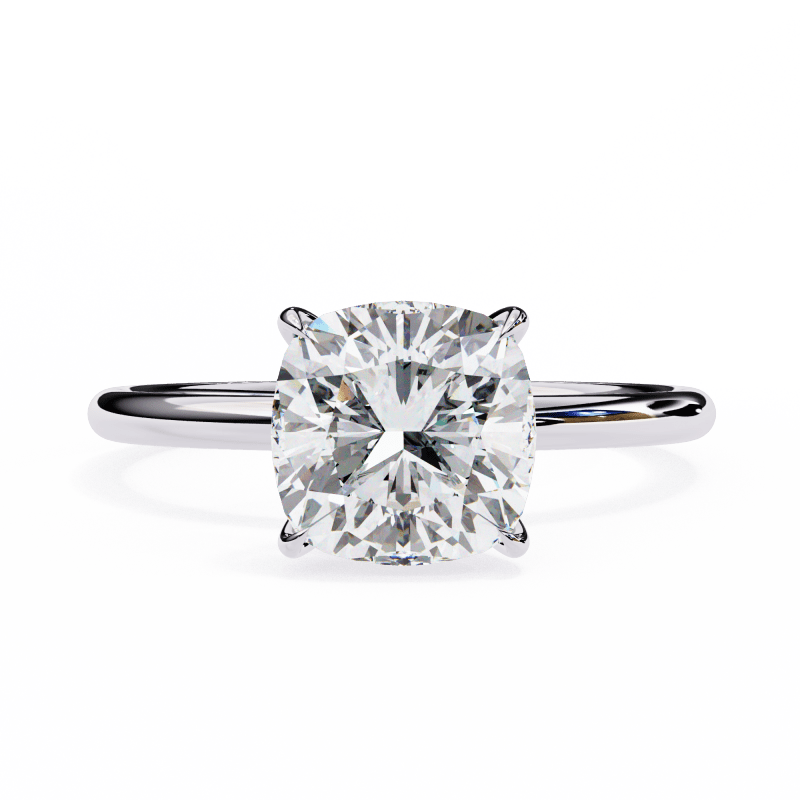 Reverra 14K Gold Cushion & Round Lab Grown Diamond Solitaire Engagement Ring for Women, CTTW-2.65 - Reverra Jewels Inc.