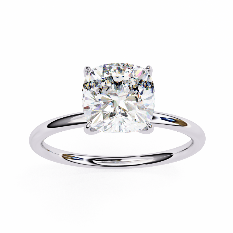 Reverra 14K Gold Cushion & Round Lab Grown Diamond Solitaire Engagement Ring for Women, CTTW-2.65 - Reverra Jewels Inc.