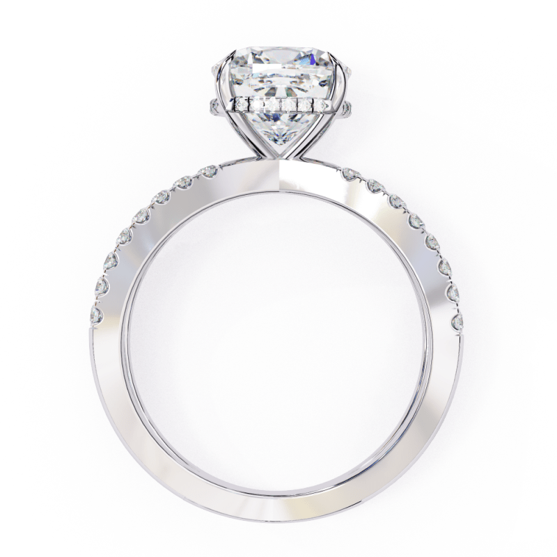 Reverra 14K Gold Cushion & Round Lab Grown Diamond Split Shank Double Band Engagement Ring for Women, CTTW-2.45 - Reverra Jewels Inc.