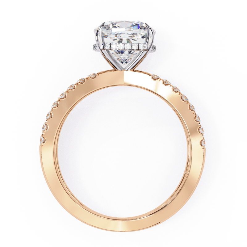 Reverra 14K Gold Cushion & Round Lab Grown Diamond Split Shank Double Band Engagement Ring for Women, CTTW-2.45 - Reverra Jewels Inc.