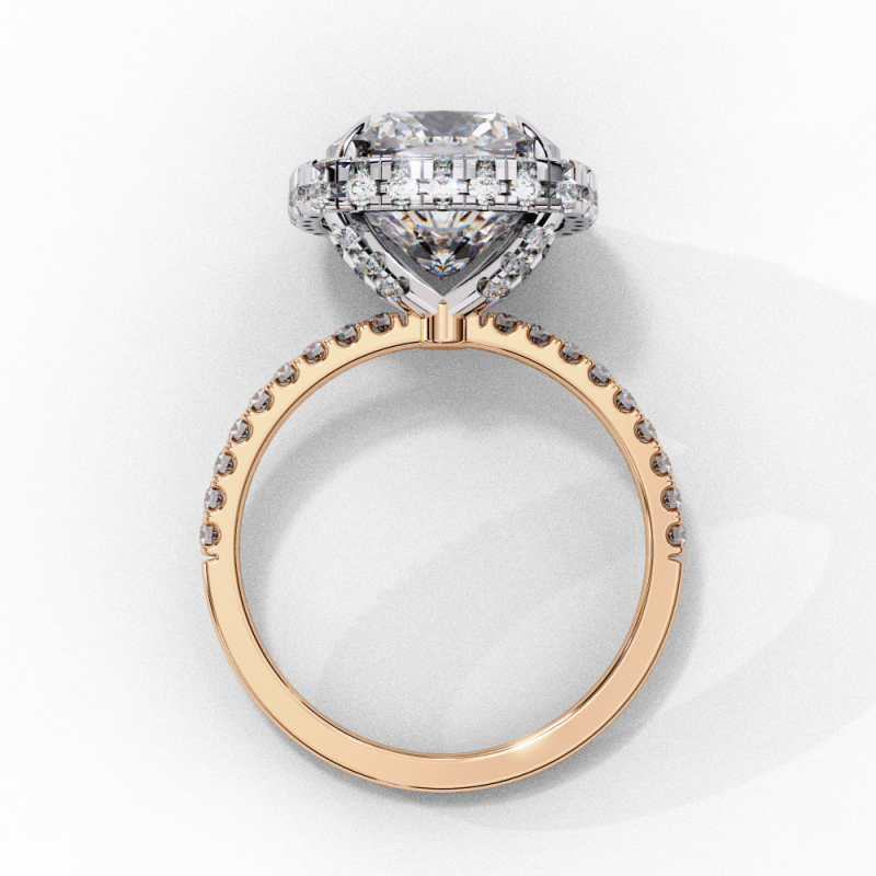Reverra 14K Gold Cushion Square & Round Lab Grown Diamond Cushion Halo Engagement Ring for Women, CTTW-2.98 - Reverra Jewels Inc.