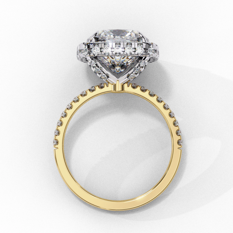 Reverra 14K Gold Cushion Square & Round Lab Grown Diamond Cushion Halo Engagement Ring for Women, CTTW-2.98 - Reverra Jewels Inc.