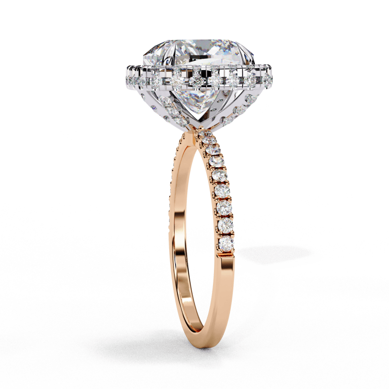Reverra 14K Gold Cushion Square & Round Lab Grown Diamond Cushion Halo Engagement Ring for Women, CTTW-2.98 - Reverra Jewels Inc.