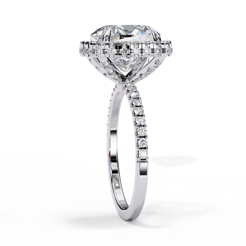 Reverra 14K Gold Cushion Square & Round Lab Grown Diamond Cushion Halo Engagement Ring for Women, CTTW-2.98 - Reverra Jewels Inc.