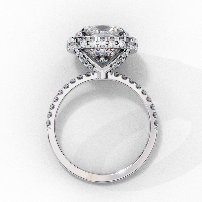 Reverra 14K Gold Cushion Square & Round Lab Grown Diamond Cushion Halo Engagement Ring for Women, CTTW-2.98 - Reverra Jewels Inc.