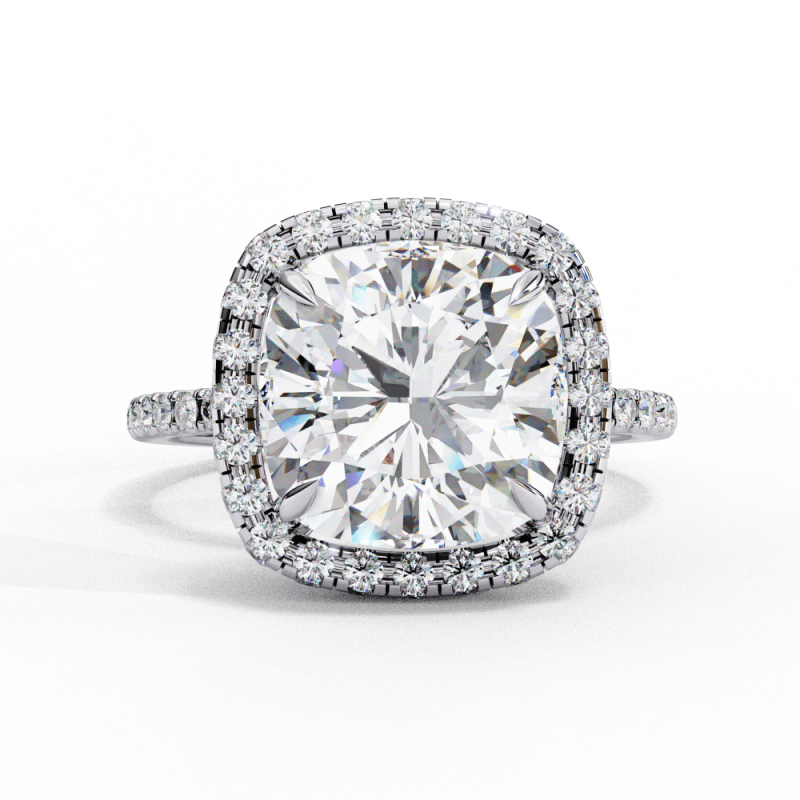 Reverra 14K Gold Cushion Square & Round Lab Grown Diamond Cushion Halo Engagement Ring for Women, CTTW-2.98 - Reverra Jewels Inc.