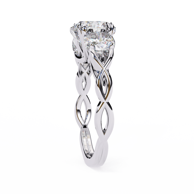 Reverra 14K Gold Cushion Three-Stone Lab Grown Diamond Engagement Ring for Women, CTTW-3.49 - Reverra Jewels Inc.