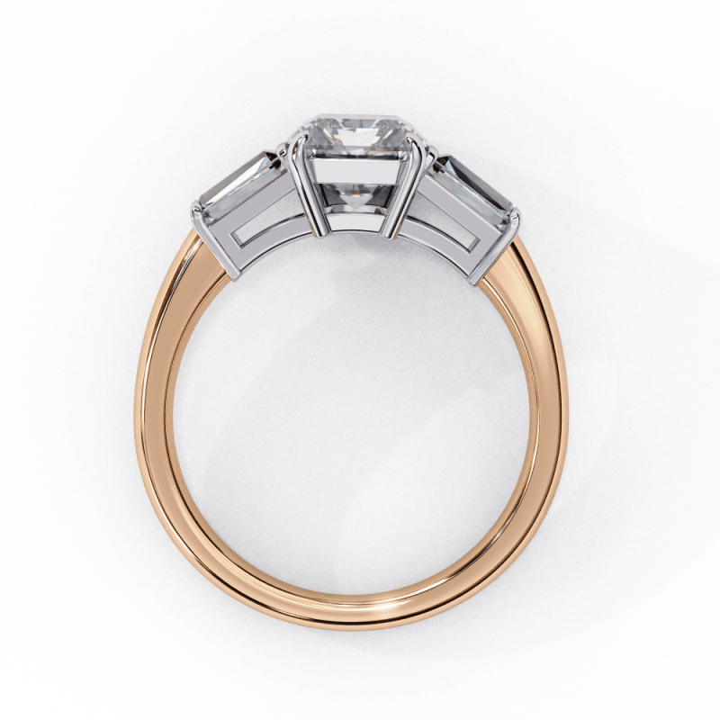 Reverra 14K Gold Emerald & Baguette Lab Grown Diamond Marquise Side Engagement Ring for Women, CTTW-2.93 - Reverra Jewels Inc.