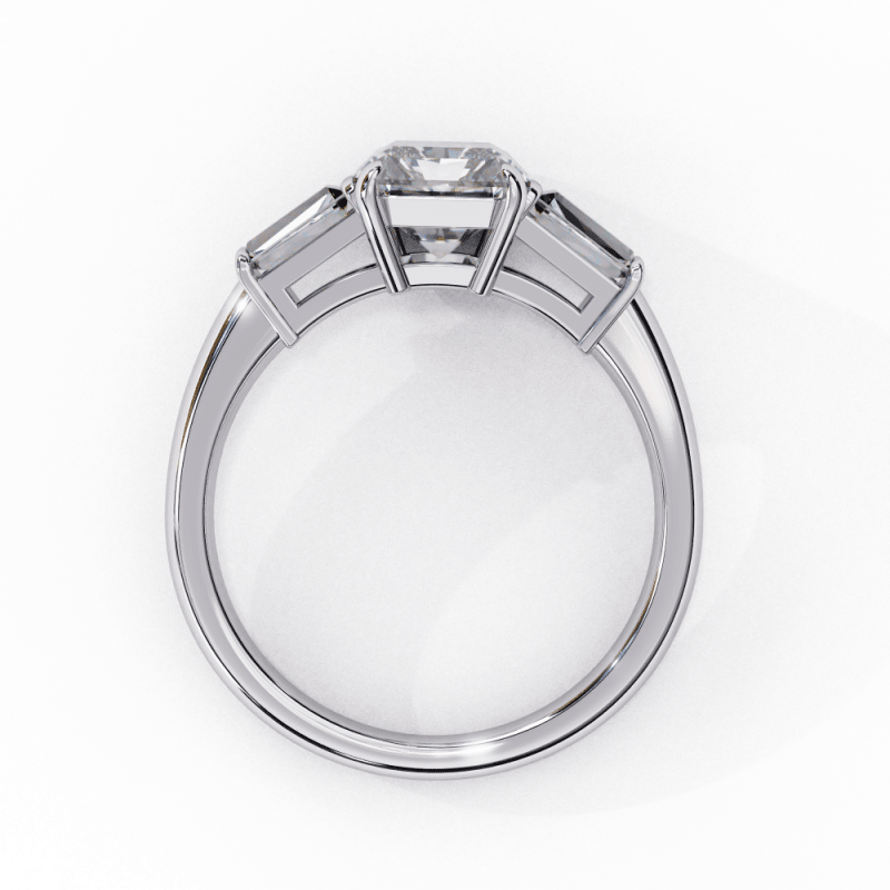 Reverra 14K Gold Emerald & Baguette Lab Grown Diamond Marquise Side Engagement Ring for Women, CTTW-2.93 - Reverra Jewels Inc.