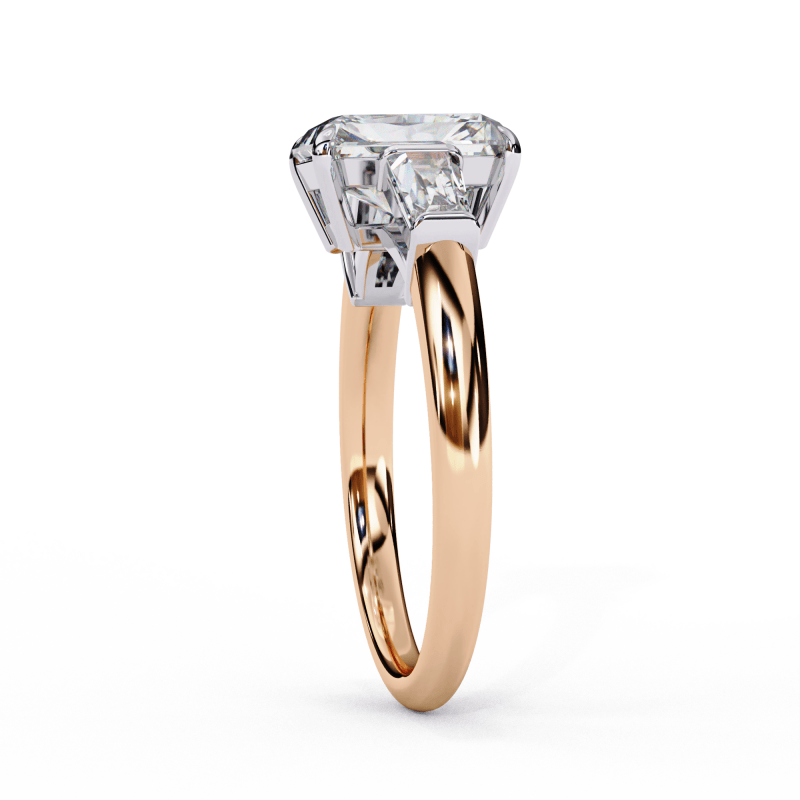 Reverra 14K Gold Emerald & Baguette Lab Grown Diamond Marquise Side Engagement Ring for Women, CTTW-2.93 - Reverra Jewels Inc.