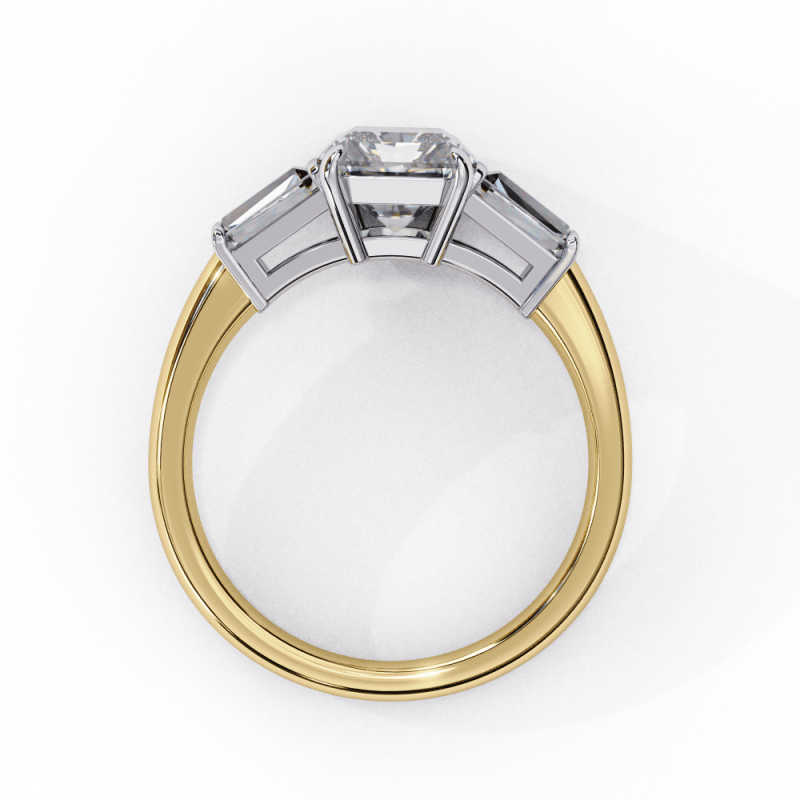 Reverra 14K Gold Emerald & Baguette Lab Grown Diamond Marquise Side Engagement Ring for Women, CTTW-2.93 - Reverra Jewels Inc.