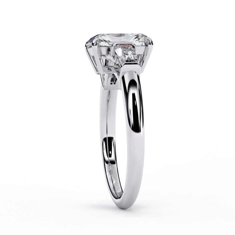 Reverra 14K Gold Emerald & Baguette Lab Grown Diamond Marquise Side Engagement Ring for Women, CTTW-2.93 - Reverra Jewels Inc.
