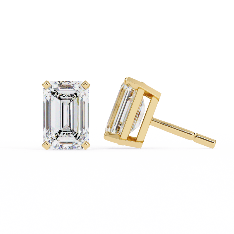 Reverra 14K Gold Emerald Lab Grown Diamond 4 Prong Stud Earrings For Women, CTTW-2.34 - Reverra Jewels Inc.