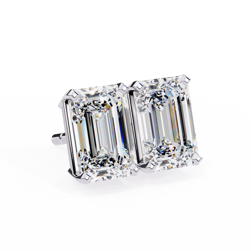 Reverra 14K Gold Emerald Lab Grown Diamond 4 Prong Stud Earrings For Women, CTTW-2.34 - Reverra Jewels Inc.