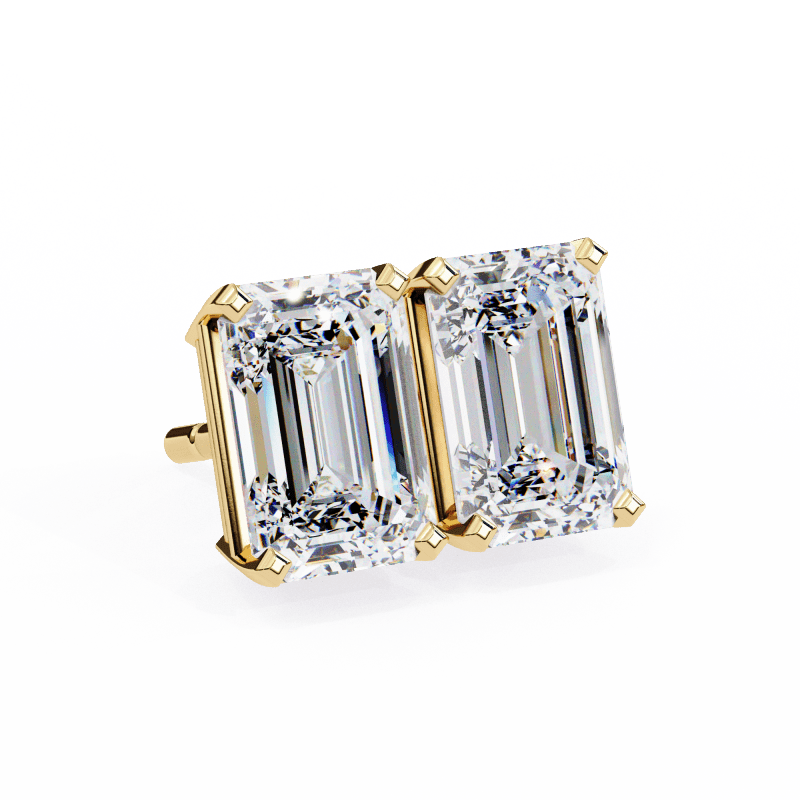 Reverra 14K Gold Emerald Lab Grown Diamond 4 Prong Stud Earrings For Women, CTTW-2.34 - Reverra Jewels Inc.