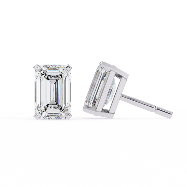 Reverra 14K Gold Emerald Lab Grown Diamond 4 Prong Stud Earrings For Women, CTTW-2.34 - Reverra Jewels Inc.