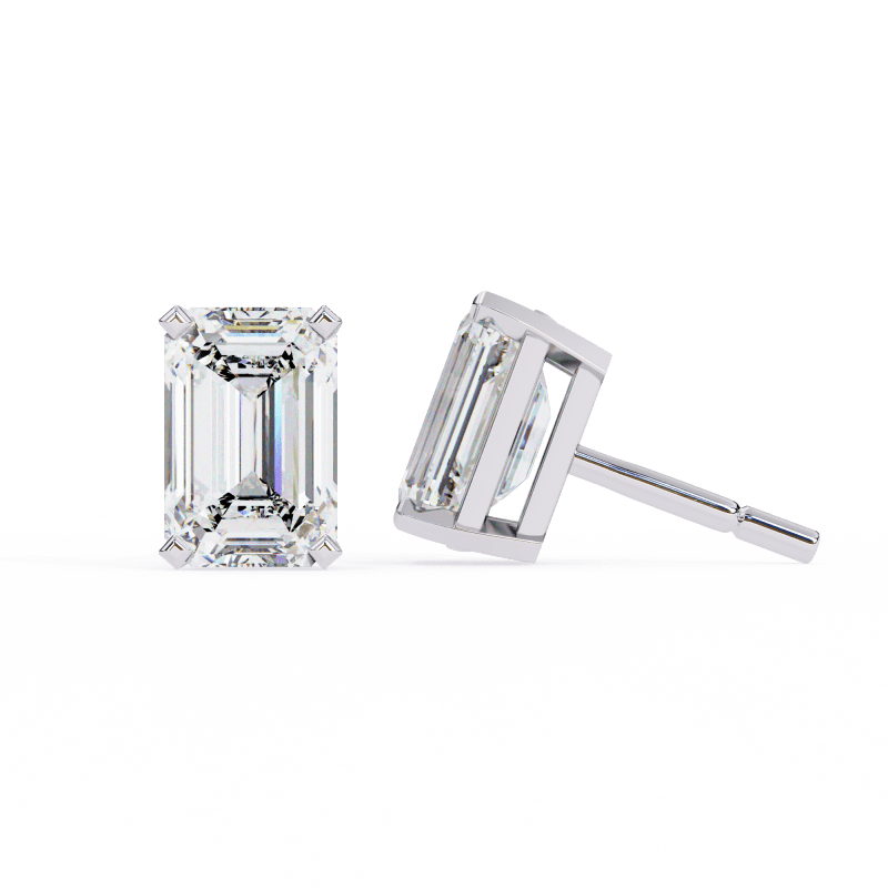 Reverra 14K Gold Emerald Lab Grown Diamond 4 Prong Stud Earrings For Women, CTTW-2.34 - Reverra Jewels Inc.