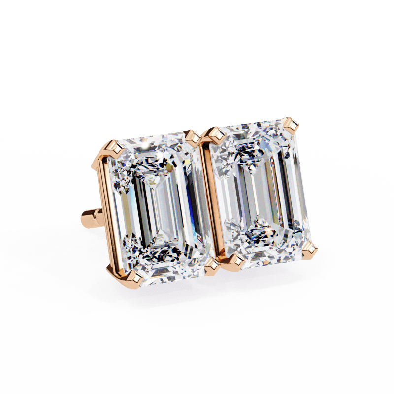 Reverra 14K Gold Emerald Lab Grown Diamond 4 Prong Stud Earrings For Women, CTTW-2.34 - Reverra Jewels Inc.