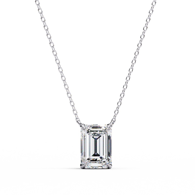 Reverra 14K Gold Emerald Lab Grown Diamond Bezel Pendant For Women, CTTW-1.03 - Reverra Jewels Inc.