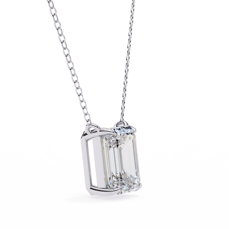 Reverra 14K Gold Emerald Lab Grown Diamond Bezel Pendant For Women, CTTW-1.03 - Reverra Jewels Inc.