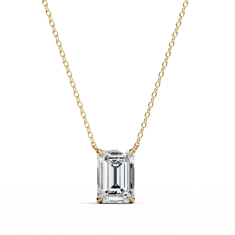 Reverra 14K Gold Emerald Lab Grown Diamond Bezel Pendant For Women, CTTW-1.03 - Reverra Jewels Inc.