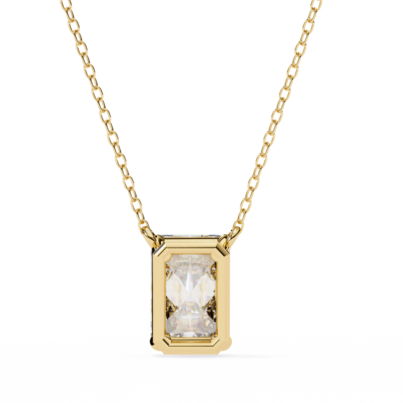 Reverra 14K Gold Emerald Lab Grown Diamond Bezel Pendant For Women, CTTW-1.03 - Reverra Jewels Inc.