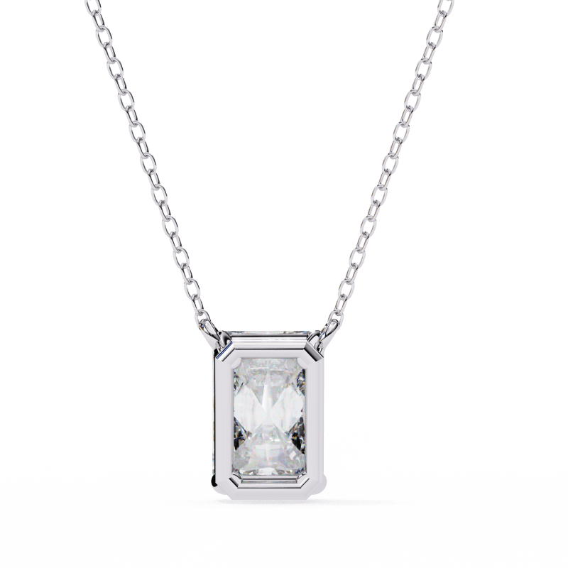 Reverra 14K Gold Emerald Lab Grown Diamond Bezel Pendant For Women, CTTW-1.03 - Reverra Jewels Inc.