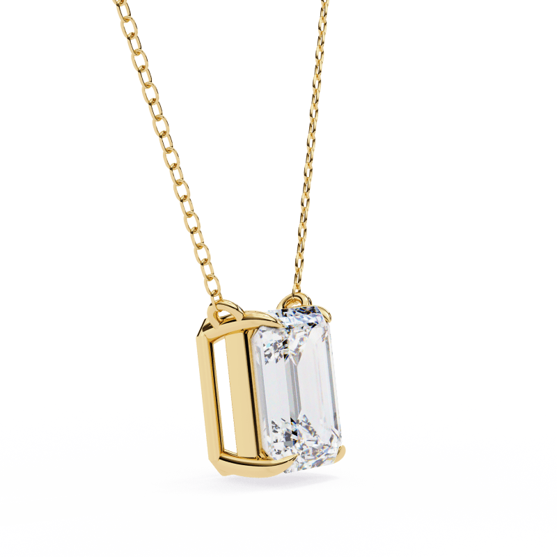 Reverra 14K Gold Emerald Lab Grown Diamond Bezel Pendant For Women, CTTW-1.03 - Reverra Jewels Inc.