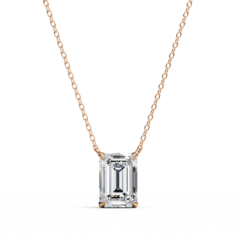 Reverra 14K Gold Emerald Lab Grown Diamond Bezel Pendant For Women, CTTW-1.03 - Reverra Jewels Inc.
